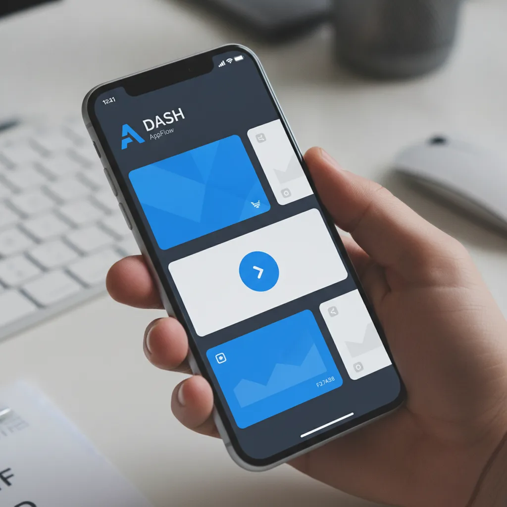An install ad: a phone showing a clean app dashboard.