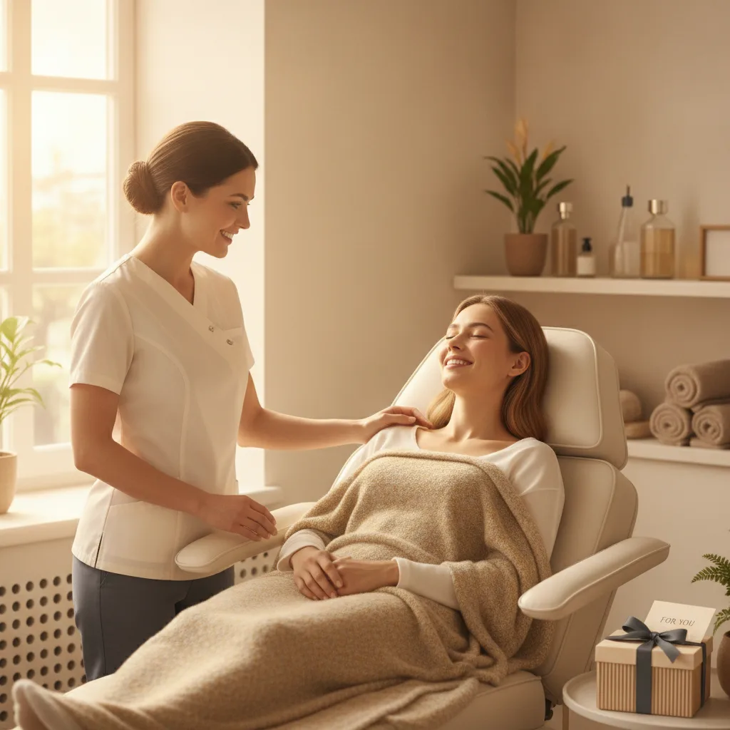 A consultation ad: a therapist and a relaxed client, talking.